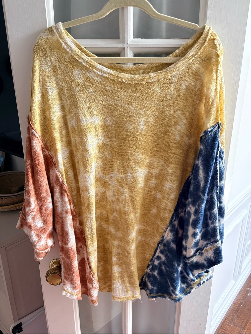 We The Free Tie-Dye Colorblock Top in Yellow, Rust & Navy